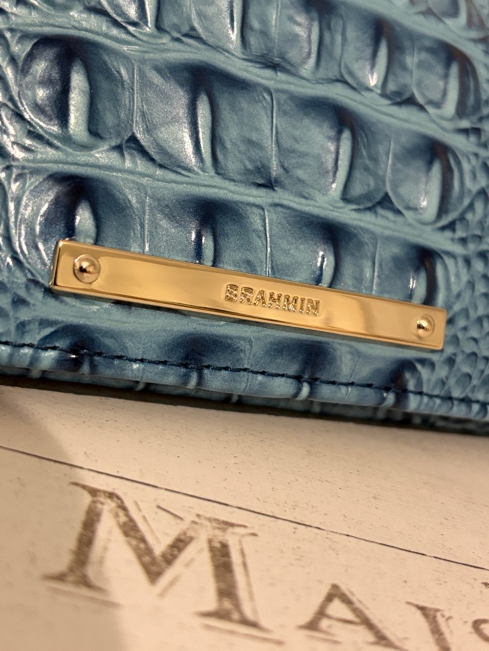 NWT✨BRAHMIN Retro Blue Melbourne💙 Croc-Embossed Ady Wallet RARE - Picture 5 of 9